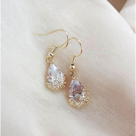 Any 2/$20! Gold Embellished Crystal Drop Earrings - Picture 3 of 8